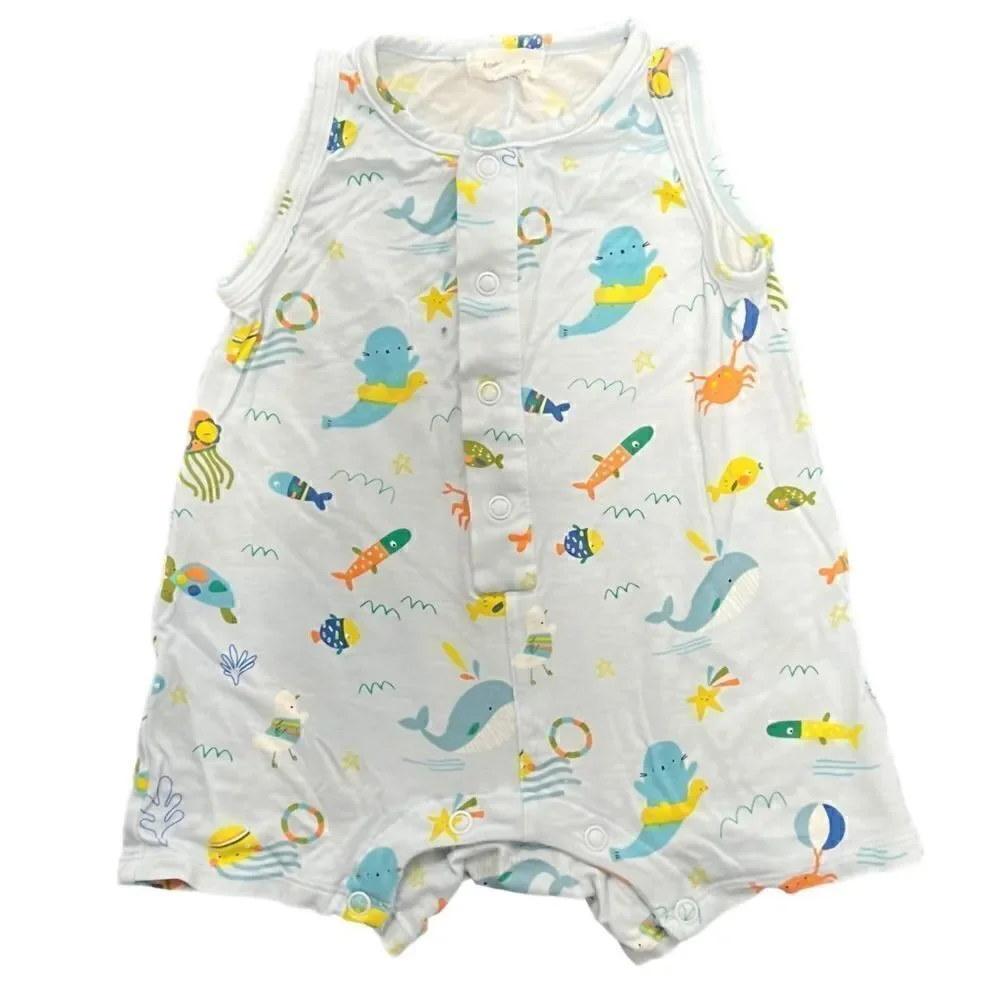 Angel Dear Organic Cotton Whale Romper, 3-6 months, Like New